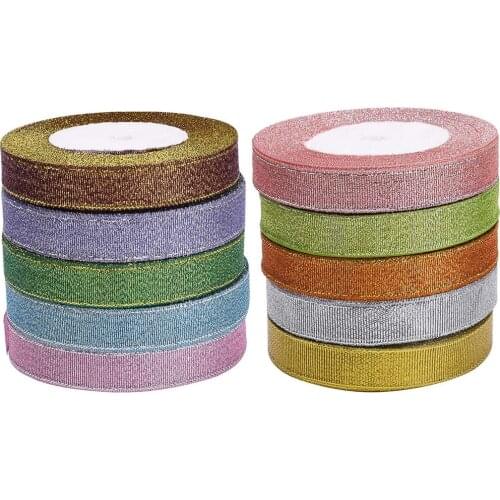 5/8 ” (15mm) Width Metallic Glitter Ribbons for Holiday Wedding Birthday Party Decoration Gift Wrapping (34 Colors Can Choose)