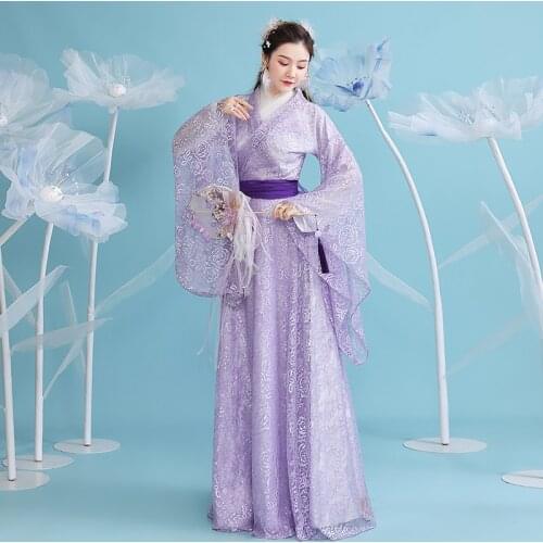Summer Chinese Hanfu Princess Dress Women Fairy Folk Dance Costumes Girl Cosplay Costume Embroidery Hanfu Festival Outfit SL4153