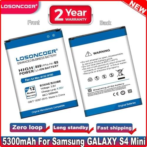 LOSONCOER 5300mAh B500BE / B500AE For Samsung S4 Mini Battery i9198 i9192 i9195 i9190 Battery For Galaxy Mini S4 Battery