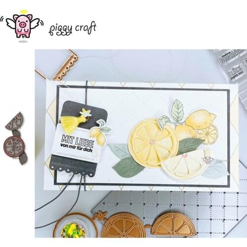 Piggy Craft metal cutting dies cut die mold Lemon slices leaves Scrapbook paper craft knife mould blade punch stencils dies