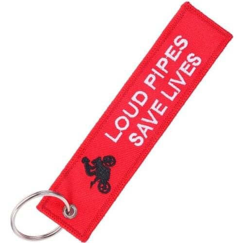 Fashion Jewelry Motorcycle Keychains Loud Pipes Save Lives Key Chain Jewelry Embroidery Key Tag Aviation Gift llavero Key Ring