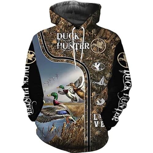 Duck hunting 3D Printed Mens Hoodies Harajuku Streetwear Autumn Hooded Sweatshirt Unisex Casual Jacket Tracksuits TD195481