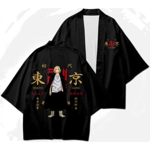 Halloween Party Tokyo Revenger Cosplay Cloak Anime Black White Top Summer Hanagaki Takemichi Ken Haori Kimono Men Shortsleev