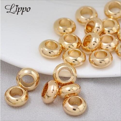 30pcs Real Glod plate Round Brilliant beads Fits For European style Bracelets