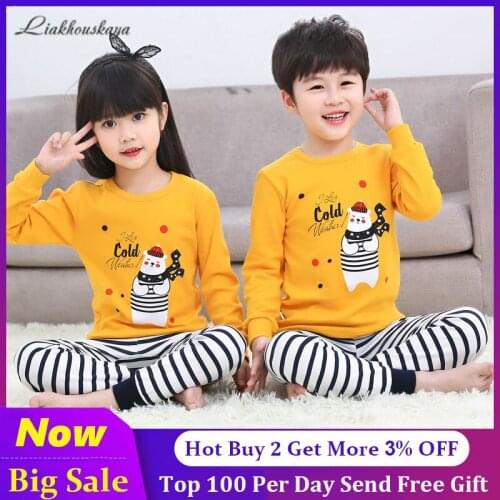 Unisex Teenage Clothes Sleepwear Long Sleeve Girls New Spring Cotton Sets Boys Homewear Pajamas Children Pyjamas Kids Nightwear