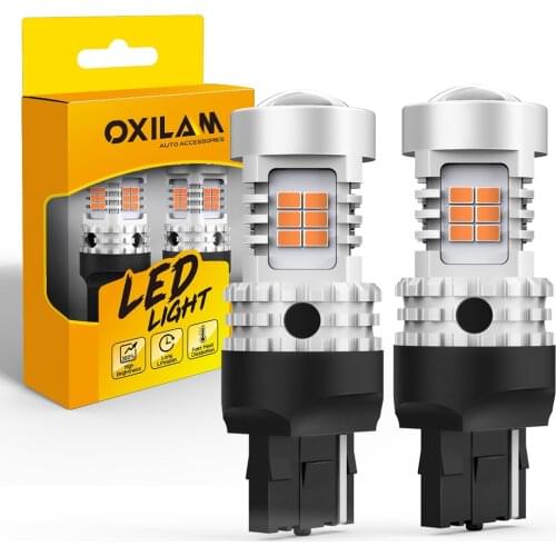 OXILAM 2x T20 7440 WY21W W21W LED Bulb Canbus No Error Hyper Flash Turn Signal Lamp 3020 SMD Car Lights 2200K Amber Yellow 12V
