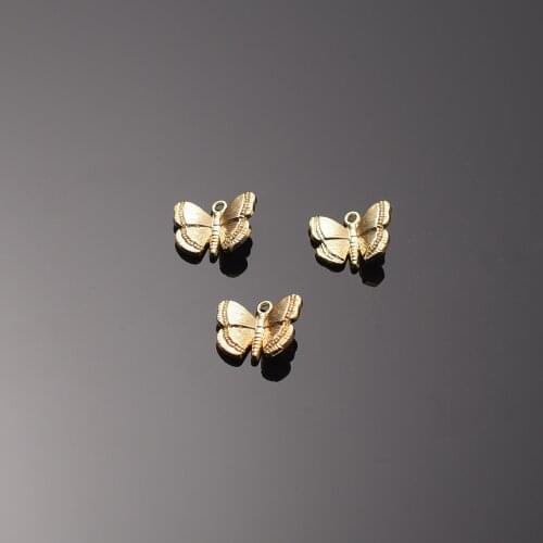 6Pcs/Pack Butterfly Charms Pendants Necklace 18K Real Gold Plated Brass Earrings Connector Charms Jewelry Findings Accessories