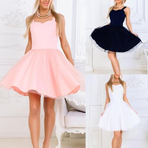 Puffy Short Women Dresses Tulle Yarn Sukienka Plain Fluffy Dress Solid Color Suspender Elegant Mini Dress Party Night Sleeveless