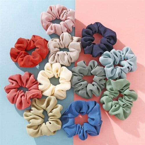 Korean Style 100% Cotton Hair Scrunchie Elastic Hair band,2020 New Macaron Solid Color Headwear,Women Ponytail Hair Accessories