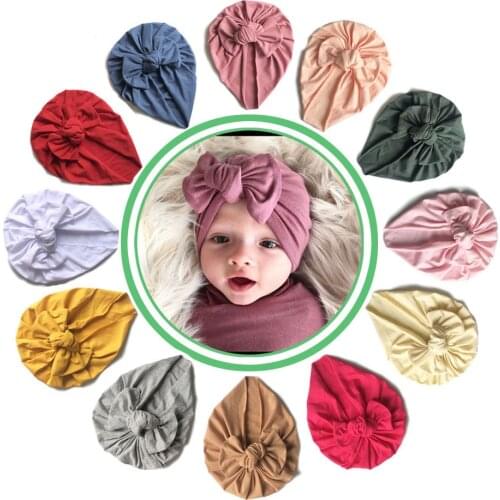2020 Baby Headband Soft Cotton Rabbit Bowknot Turban Hair Bands for Children Girls Elastic Headwrap Children Baby Turban