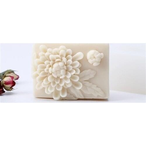 Silicone Mould rectangular Shape Relief chrysanthemum Flower pattern Soap Mold DIY Nordic Articraft Silica Gel Aroma Stone Mold