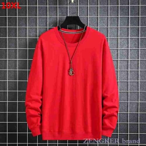 Mens long-sleeved sweatshirts autumn solid color trend men big size loose blouse shirt 10XL hoodies oversized men clothing