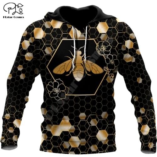 PLstar Cosmos Honey Bees 3D Printed Hoodies Casual Men/Women Zipper Hooded Beautiful Animal Unisex Brand Streetwear Apparel B15