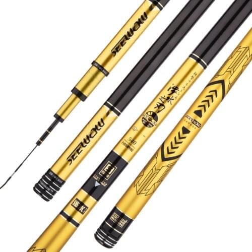 3.6m-8.1m Super Hard Fishing Rod Carbon Fiber Carp Fishing Poles Hand Stick Long Section Taiwan Fishing Canne Fishing Tackle