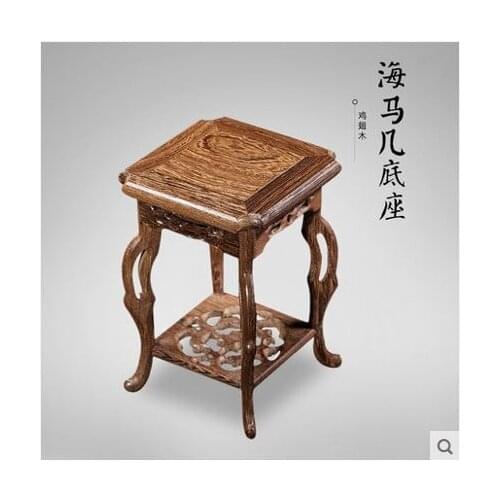 Asian Base Vase Teapot Pedestal Nature Wood Stand Oriental Traditional Decoration