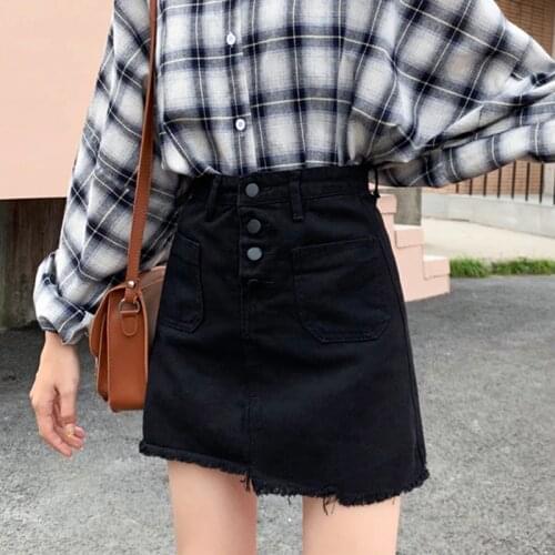 Skirts Womens Mini Denim Irregular High Waist Pockets Casual Women Harajuku Solid Skirt Streetwear Trendy Female Basic Simple