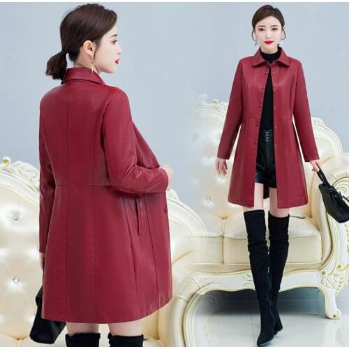 2021 New Women Hooded PU Leather Jackets Wine Red Faux Leather Coats Casual Autumn Winter Black Outerwear Plus Cotton Streetwear