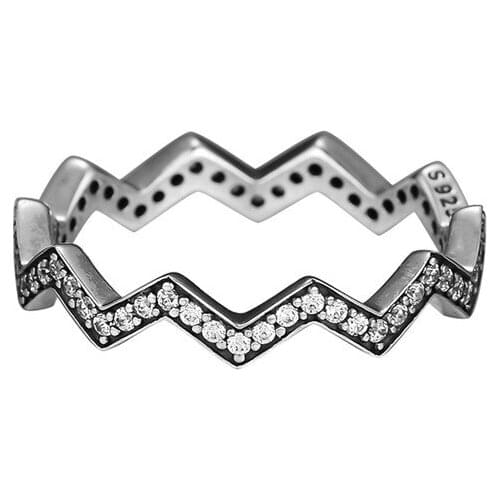 Clear CZ Shimmering Zig Zag Rings for Women Charm 925 Sterling Silver Rings Jewelry Female Crystal Stone Women Rings Jewellery