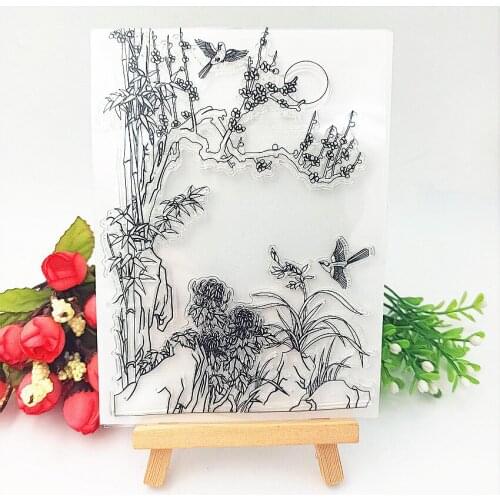 11*16cm moon bamboo Transparent Clear Stamps / Silicone Seals Roller Stamp for DIY scrapbooking photo album/Card Making