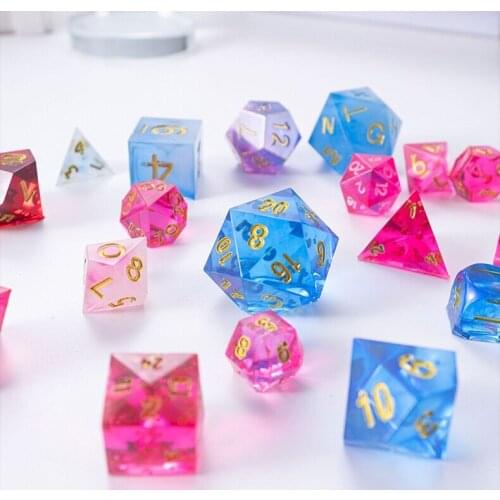1x 19 Style DIY Crystal Epoxy Mold Dice Fillet Shape Multi-spec Digital Game High Mirror dice mold silicone Mould Making Gift