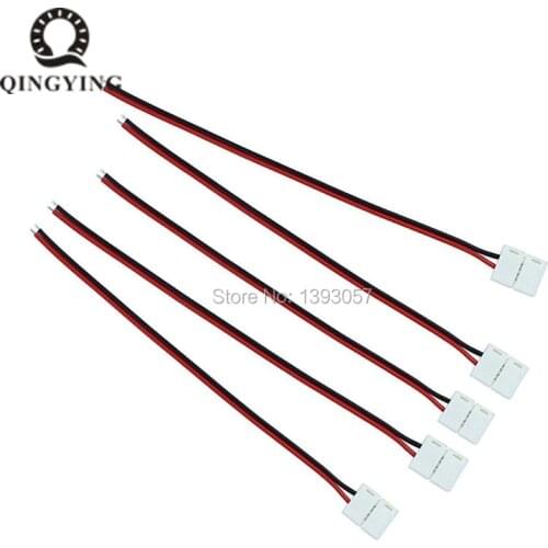 20pcs 8mm 2 pin single color 3528 LED strip connector, free soldering connecting wire with one ends led pcb connector