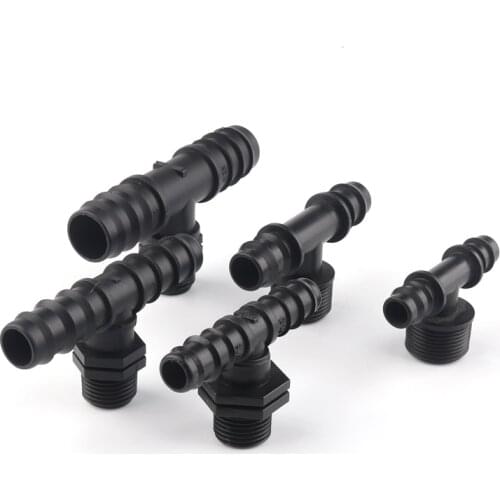 3pcs 1/2" 3/4" Thread Tee Connectors 16 20 25mm PE Irrigation Pipe Connector Garden Micro Irrigation System Pagoda Connectors