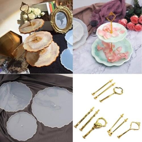 3 Tier Cake Fruit Dish Stand Silicone Mold Epoxy Tray Plate DIY Accessories
