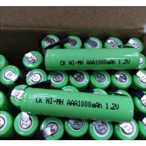 10PCS Ni-Mh 1.2V AAA rechargeable battery cell 1000mah with welding tabs for Philips Braun electric shaver razor toothbrush