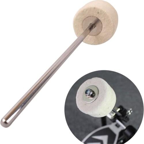 Bass Kick Drum Beater White Wool Felt Hammer Stainless Steel Shaft Pedal Beats for Percussion Drummer Instrument Accessories