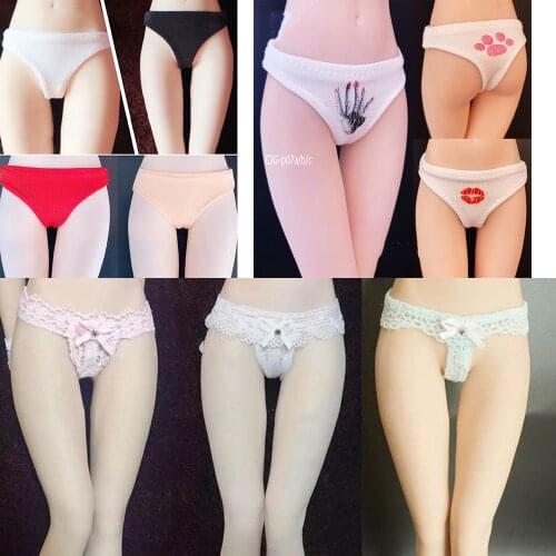 In Stock 1/6 Scale White Low Waist Sexy Thong Underwear Female Panties with Pattern for 12" Action Figure