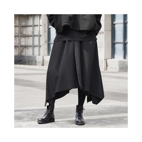 Dark Wind ultra-loose casual culottes mens trend Japanese irregular wide leg leg nine-point trousers