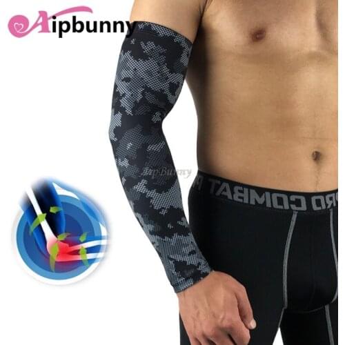 Aipbunny 2 Pcs Quick Dry Camouflage Anti-slip Breathable Sports Gym Elbow Support Protector Pads Fitness Cycling Arm Sleeves