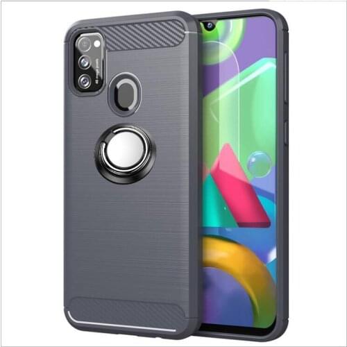 For Samsung M21 Case Luxury Brushed Carbon Fiber Phone Case For Samsung M21 M215F M115F Magnetic Ring Holder Cover Case