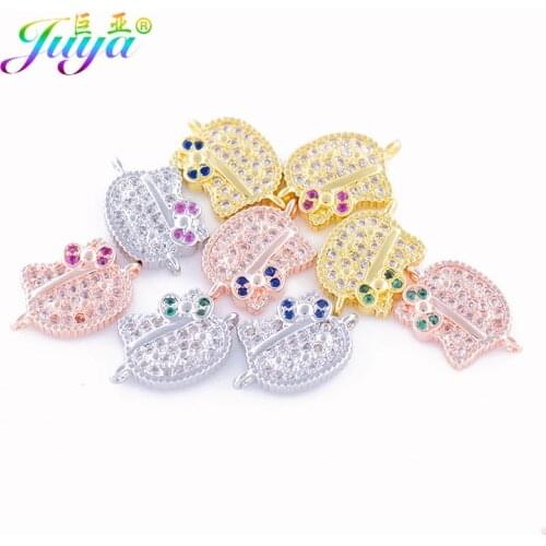 DIY Gold/Rose Gold Colorful Cubic Zirconia Animal Cat Charm Connector Accessories For Women Girl Handmade Jewelry Making