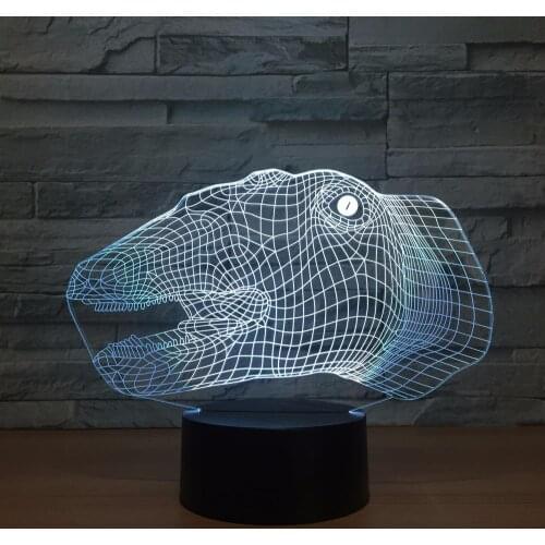 Halloween crocodile head colorful 3D Cartoon characters creative touch remote 3D visual light USB plug small lamp best gift