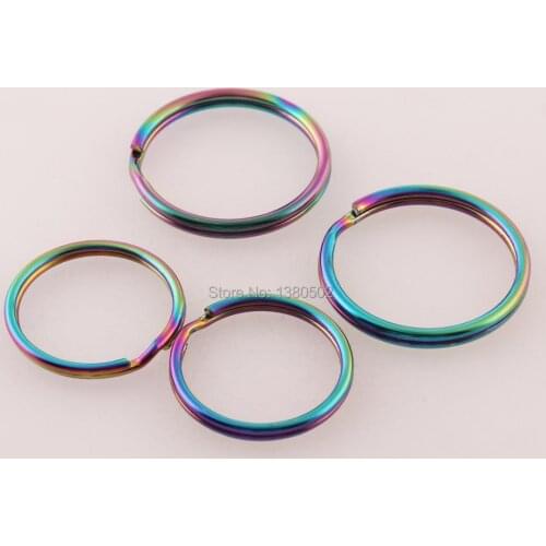 50pcs 25/30mm Matching Ring Split Ring Rainbow Color Metal Key ring Key Chain Double loops for jewelry making