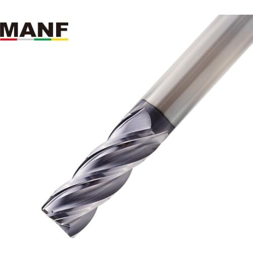MANF 4 Flute HRC65 1R0.2-12R1.0 Long U-shaped Groove Square Round Nose Milling Cutter Tungsten Carbide End mill For Hardness