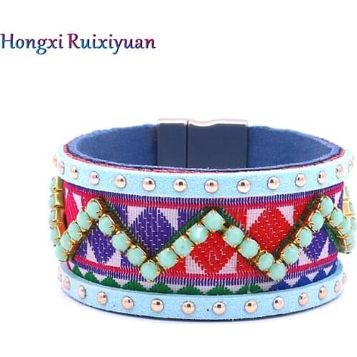 Leather Bracelet Bohemian Bracelet Hippie Bracelet Aztec Jewelry Modern Chic Ethnic Wind Magnetic Bracelet Ms. Jewelry