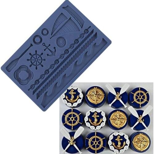 Luyou 1pc Sailboat, anchor cake silicone mold fondant lace mold Birthday cake decorating tools chocolate gumpaste mold FM1968