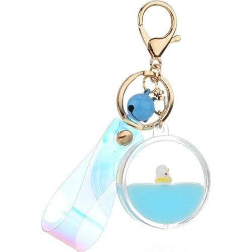 Milk In Oil Liquid Acrylic Metal Diy Keychain Cute Woman Men Cartoon Cat Doll Floating Key Ring Couple Bag Pendant Gifts