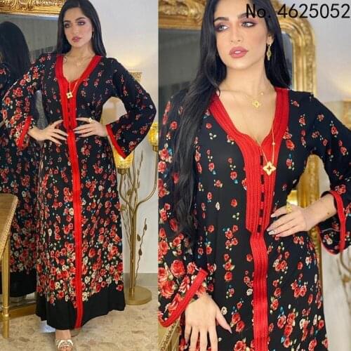 Muslim Fashion Kaftan Abaya Women Floral Kimono Dubai Dashiki Print Boho Maxi Dress 2021 Caftan Marocain Islamic Clothing