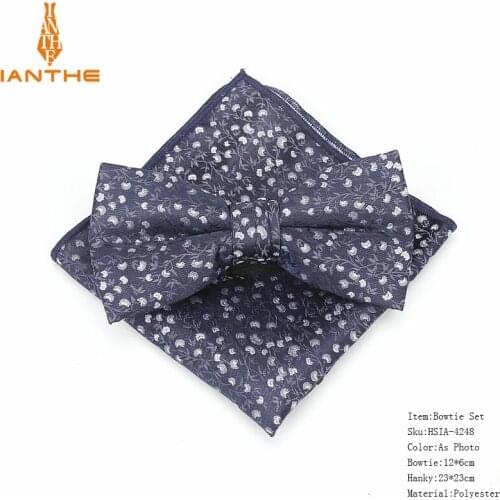 2018 Brand New Mens Vintage Fashion Polyester Silk Paisley Bowtie Hanky Sets For Man Dot Wedding Butterfly Pocket Square Sets