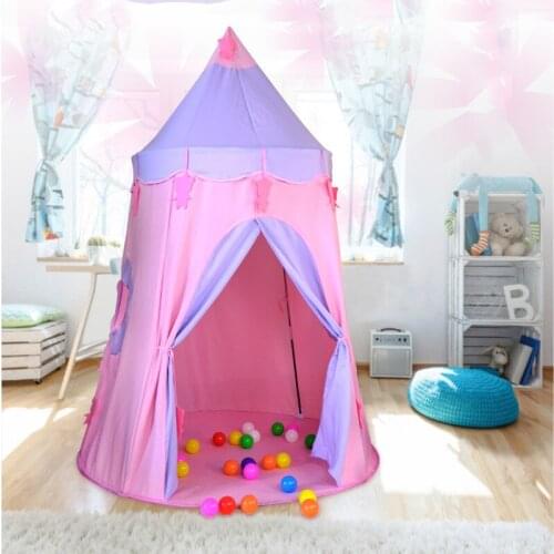 Childrens Tent Foldable Tipi For Kids Baby Play House Wigwam Princess Castle Teepee Kids Hang Flag Tent Childrens Room Toy