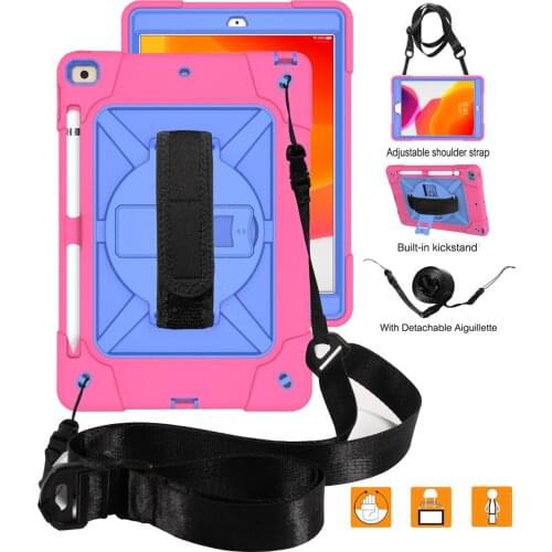 Shockproof Heavy Duty Armor Case For Apple iPad 10.2 2019 A2200 A2198 Shoulder Hand Strap Stand Cover for iPad 7th 8th Gen Case