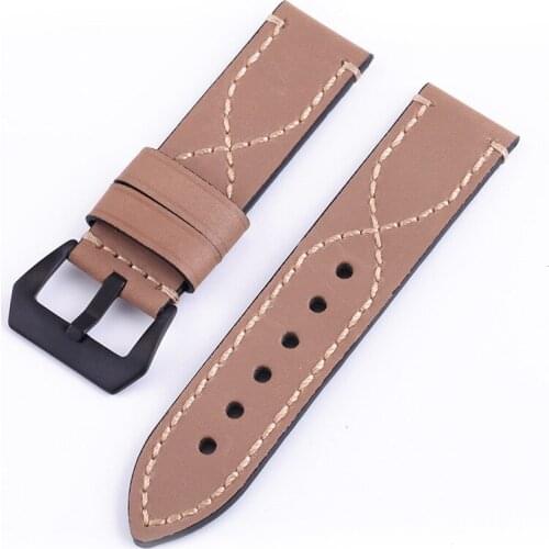 Watchband Genuine Cow Leather Watch Straps Black Brown Gray Wear-resistant Swearproof 20mm 22mm 24mm 26mm Watch Accessories