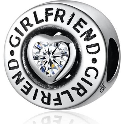 S925 Silver Bead Girlfriend Charm fit Lady Bracelet DIY Jewelry