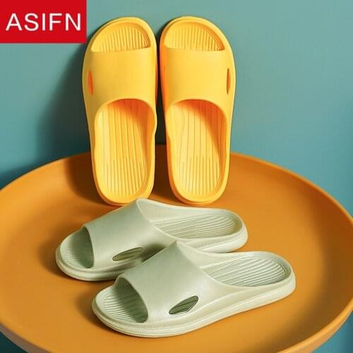 ASIFN Womens Summer Bathroom Slippers Thick Sole Soft Indoor Bathroom EVA Slides Ladies Non-slip Men Platform Women Shoes Bath
