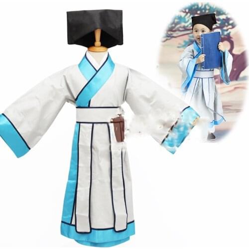 Song Yu Yao Little Boys Costume Ancient Chinese Scholar Costume Hanfu for Childrens Day or Stage Performance Photography