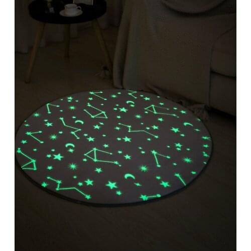 Night Glowing Round Carpet Soft Plush Floor Mat Bedroom Area Rugs Fashion Pattern Luminous Carpet