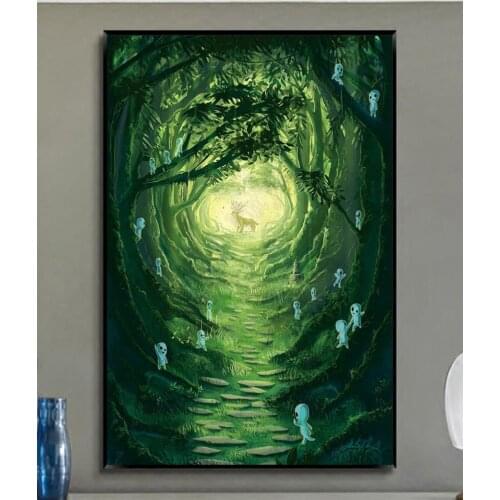 W229 Princess Mononoke 20th Anniversary Studio Ghibli H Trend Beautiful Fashion Silk Fabric Wall Poster Art Decor Sticker Bright